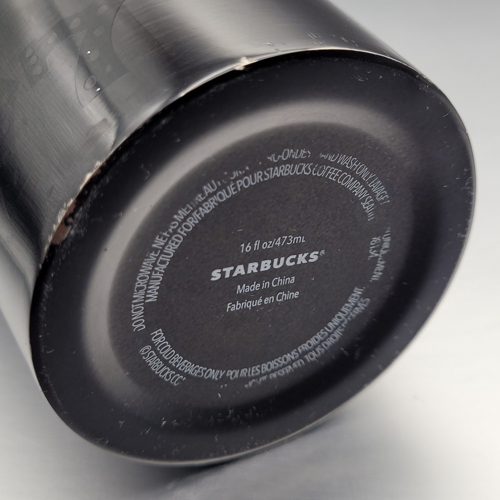 Starbucks 2019 Las Vegas Metal Tumbler w Straw, Lid 16oz Black Hearts Spades 777 - Picture 6 of 10